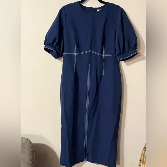 ASOS NWT Chic Navy Midi Dress with front Slit Size 10 - Picture 6 of 15
